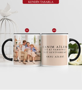 BK Gift Kişiye Özel Kendin Tasarla Siyah Kupa Bardak