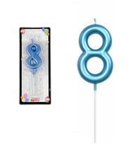 8 YAŞ PARLAK AÇIK MAVİ ŞIK MUM 12 CM