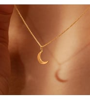 Kişiye Özel 925 Ayar Gümüş Minimal Ay Kolye (Gold)