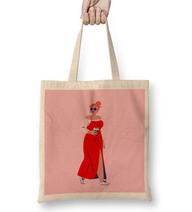 Modern CUTE Woman ART Bez Çanta Uzun Saplı