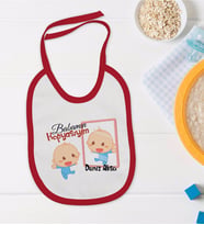 BK Kids Kişiye Özel Babamın Kopyasıyım Tasarımlı Kırmızı Bebek Mama Önlüğü-1