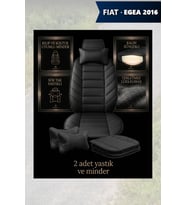 fiat egea 2016 Koltuk ve Kılıf uyumlu Yastık Minder Siyah Lüks 2 Minder 2 Yastık