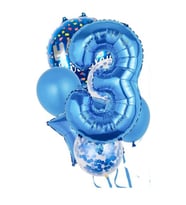Mavi 3 Yaş Happy Birthday Konfetili Balon Set