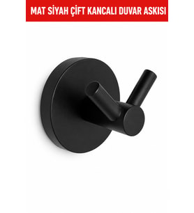 Banyo Havlu Askısı Siyah Metal 2’li Bornoz Lavabo Askılık Vidalı Sağlam