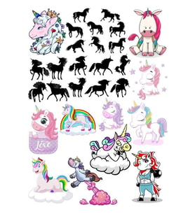 Unicorn Stciker Set-4 32 Parça Telefon, Tablet, Defter, Laptop Sticker