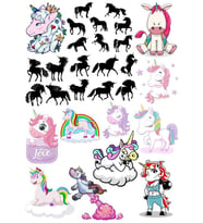 Unicorn Stciker Set-4 32 Parça Telefon, Tablet, Defter, Laptop Sticker