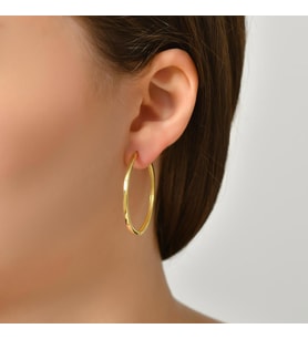DKMN Gümüş Büyük Halka Küpe Kadın Gümüş Küpe (Gold)