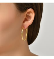 DKMN Gümüş Büyük Halka Küpe Kadın Gümüş Küpe (Gold)