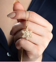925 Ayar Gümüş Baget Taşlı Kartanesi Kolye (Gold)