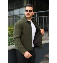Spor Şık Rahat Kumaş Düğmeli Mevsimlik Ceket (Haki)