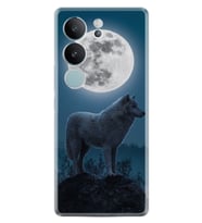 Vivo V29 Kılıf Desenli Silikon Platinium Moon Wolf 1820