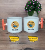 Kadın Öğretmene Hediye Kupa Bardak T Turuncu Kulplu Öğretmenler Günü Hediyesi