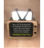 Kişiye Özel Yazılı Ahşap Nostaji TV Peçetelik (Kahverengi Açık)