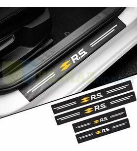 Renault Rs Logo Arma Karbon Kapı Eşiği Koruma Araba Etiket Oto Sticker Yapıştırma 4 Parça