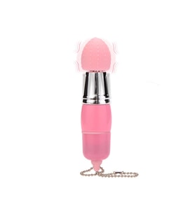 Mini Anahtarlık Vibratör – 3 Başlıklı Kompakt Masaj Cihazı Pembe