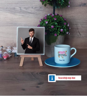 Felsefe Öğretmeni Fotoğraflı Dekoratif Taş, Ahşap Altlıklı Türk Kahvesi Fincanı Hediye (Model 5)