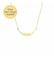 14k Altın Oval  Plaka Bar Kolye