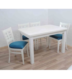Masa-sandalye 12906 Tk Model 9GÖZ Kayın Torna Retro Parlak beyaz Sandalye Sabit 