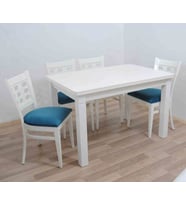 Masa-sandalye 12906 Tk Model 9GÖZ Kayın Torna Retro Parlak beyaz Sandalye Sabit 