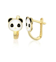 Panda Figürlü Çocuk Altın J Küpe