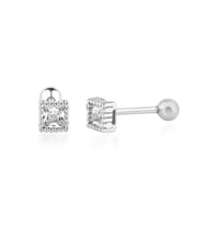 Kare Taşlı Gümüş Piercing (Altın-Gümüş)