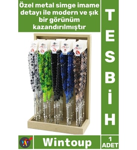 #Tesbih Hediye Günlük Şık Metal İmameli Esnek 33'lü Akrilik Lastikli Misina İpli Büyük Cep Tesbihi