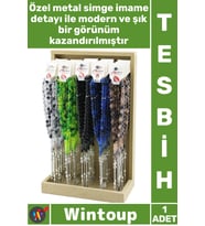 #Tesbih Hediye Günlük Şık Metal İmameli Esnek 33'lü Akrilik Lastikli Misina İpli Büyük Cep Tesbihi