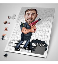 Kişiye Özel Hediye 240 Parça Erkek Kuaför Karikatürlü Puzzle