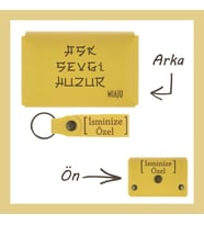 Sarı Renk, Aşk Sevgi Huzur Yazılı İsme Özel, Cüzdan Ve Anahtarlık Set, Akrabaya Hatıra, Anı Seti