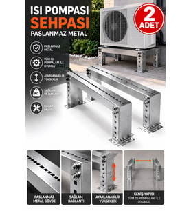 Isı Pompası Sehpası Paslanmaz Metal Ayak Takımı 60 cm Ayarlanabilir Yükseklik 45 cm