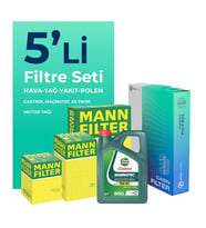 MANN Ford Courier 1.6 Dizel Filtre Bakım Seti Castrol Motor Yağlı (2014-2019) 5 Li