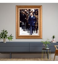 Altın Varaklı Çerçeveli Paspartulu Atatürk Tablo z4547 (Gold)