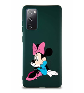 Samsung Galaxy S20 FE Soft Premier Kapak Minnie Mouse-E Tasarımlı Silikon Kılıf - Yeşil (Şeffaf)
