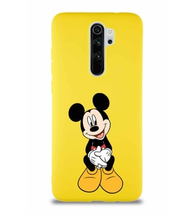 Xiaomi Redmi Note 8 Pro Soft Premier Kapak Mickey Mouse-A Tasarımlı Silikon Kılıf - Sarı (Şeffaf)