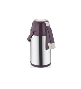Cooker 3,5 Litre İnox Pompalı Çelik Termos CKR-2008 Mor (Siyah-Gri)