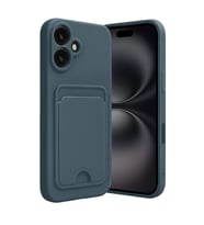 İphone 16 Kılıf Kelvin Kartvizitli Silikon - Koyu Yeşil