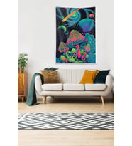 Multirenk Mushroom Mantar Leke Tutmaz Kadife Kumaş Duvar Örtüsü Duvar Halısı Tapestry (Neon Pembe)