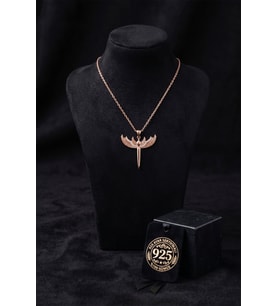 925 Ayar Zirkon Taşlı Rose Mikail Kılıcı Gümüş Kolye