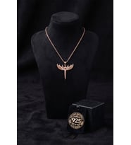 925 Ayar Zirkon Taşlı Rose Mikail Kılıcı Gümüş Kolye