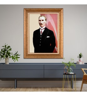 Altın Varaklı Paspartulu Çerçeveli Tablo hb453