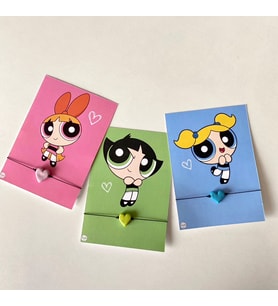 Üçlü Murano Kalp Arkadaşlık Bilekliği Power Puf Girl - Hediyelik Bileklik