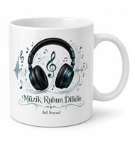 Kulaklık Temalı Müzik Sever Özel Tasarım Baskılı Porselen Kupa Bardak Hediye