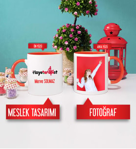 Fizyoterapist Kupa Bardak Turuncu Fotoğraflı