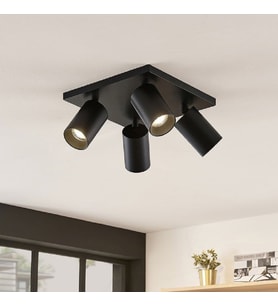 RİOLIGHT MODERN2 SİYAH2 GÖVDE2 HAREKETLİ2 BAŞLIK 4XGU10 KARE TABAN LED SPOT LED AVİZE (AMPUL DAHİL)
