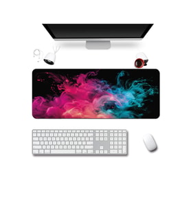 SonicTouch Klavye Mousepad 40x90cm Dikişsiz Pürüzsüz Sıvı Geçirmez Kaymaz Taban Neon Duman Dansı