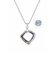 925 Ayar Swarovski Taşlı Kare 20mm Crystal Vitrail Light Kadın Gümüş Kolye