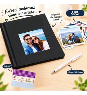 Kişiye Özel Tasarım Fotoğraflı Anı Albümü ve Kendin Yap (DIY) Anı Defteri Seti