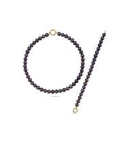 Doğal Siyah İnci Kolye Bileklik İkili Set (Sarı)