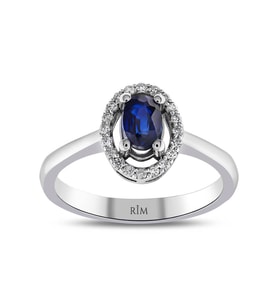 0.95 Karat Laboratuvar Pırlanta Safir Yüzük - HRD Sertifikalı