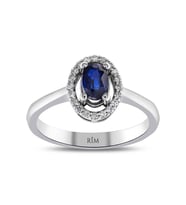 0.95 Karat Laboratuvar Pırlanta Safir Yüzük - HRD Sertifikalı